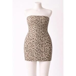 Strapless Leopard Print Bodycon Mini Dress